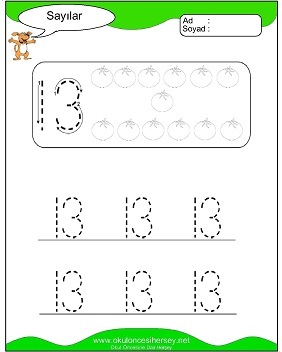 okul öncesi 1 sayısı çizgi çalışması